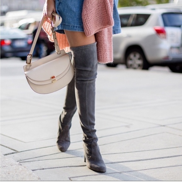 Stuart Weitzman Hiline OTK Boot In Slate Grey - Picture 1 of 16